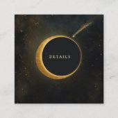 Golden Stardust Eclipse Celestial Wedding Details Vierkante Visitekaartje (Voorkant)