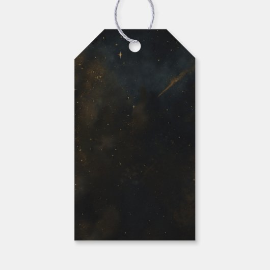 Golden Stardust Eclipse Hemelse Huwelijk Cadeaulabel (Achterkant)