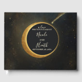 Golden Stardust Eclipse Hemelse Huwelijk Gastenboek (Voorkant)