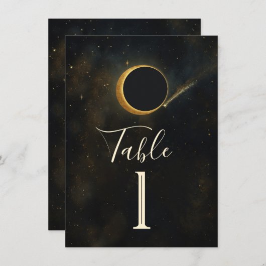 Golden Stardust Eclipse Hemelse Huwelijk Kaart (Voorkant / Achterkant)