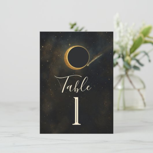 Golden Stardust Eclipse Hemelse Huwelijk Kaart (Staand voorkant)