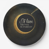 Golden Stardust Eclipse Hemelse Huwelijk Papieren Bordje (Voorkant)