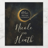 Golden Stardust Eclipse Hemelse Huwelijk Wijn Etiket (Enkel label)