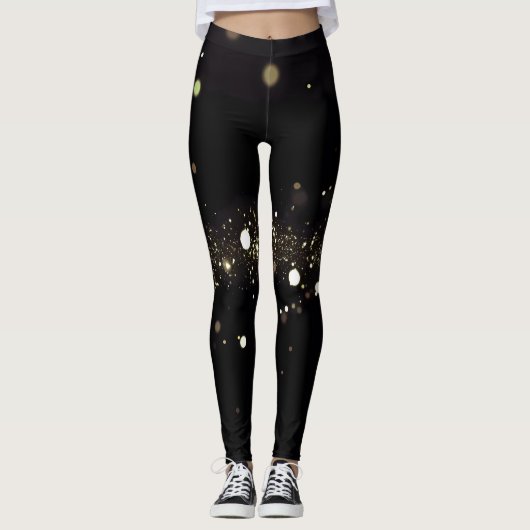 Golden Stardust in het zwart Leggings (Voorkant)