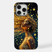 Golden stardust mode beauty girl glow sky