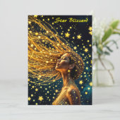 Golden stardust mode beauty girl glow sky kaart (Staand voorkant)