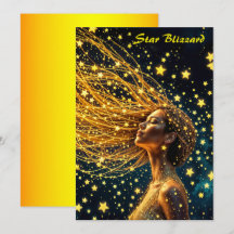 Golden stardust mode beauty girl glow sky