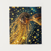 Golden stardust mode beauty girl glow sky wandkleed (Voorkant)
