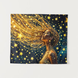 Golden stardust mode beauty girl glow sky wandkleed