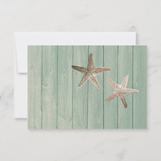 Golden Starfish and Wood Elegant Beach Table Numbe Kaart (Achterkant)