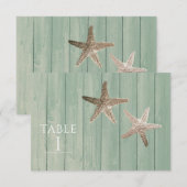 Golden Starfish and Wood Elegant Beach Table Numbe Kaart (Voorkant / Achterkant)