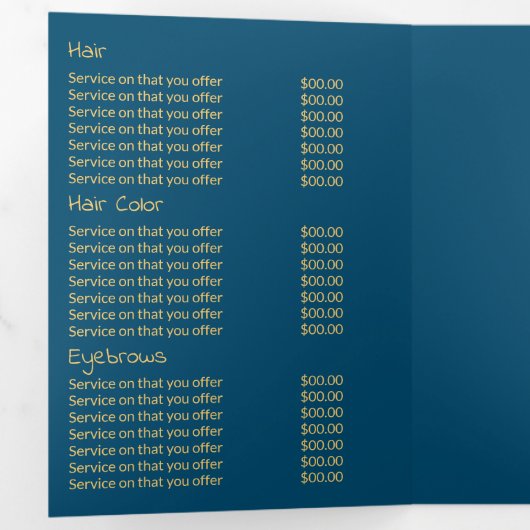 Golden Starfish, Beauty Salon Tri-Fold Flyer Drieluik Uitnodiging (Binnenzijde eerst)