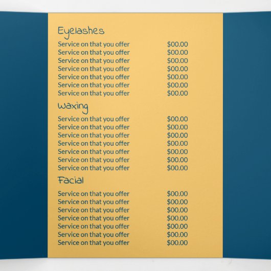 Golden Starfish, Beauty Salon Tri-Fold Flyer Drieluik Uitnodiging (Binnenkant midden)