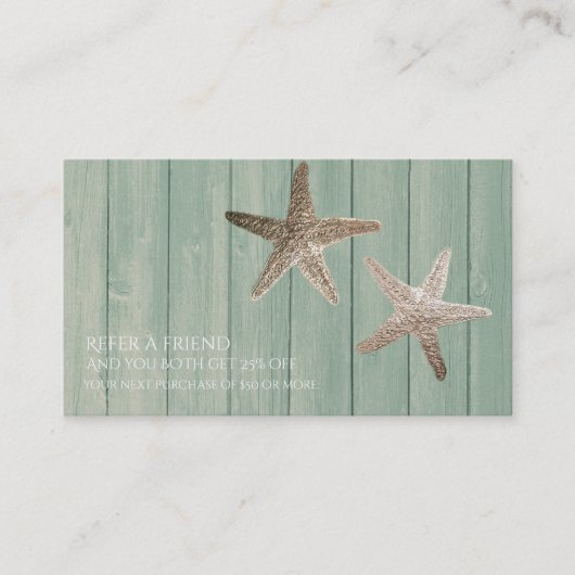 Golden Starfish & Wood Beach Refer a Friend Kaart (Voorkant)
