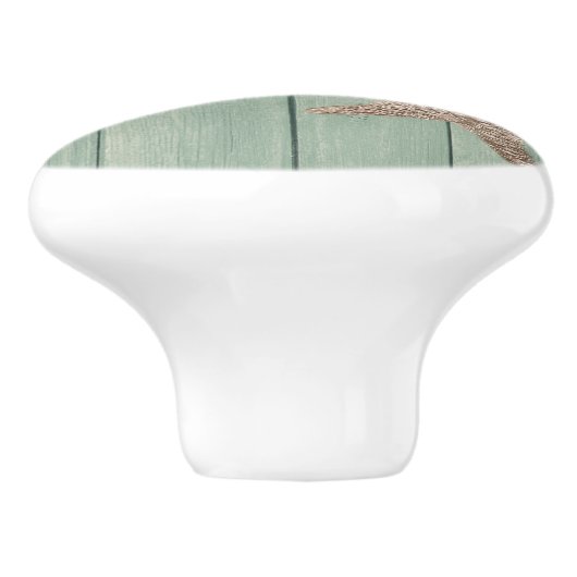 Golden Starfish & Wood Elegant Beach Custom Chic Keramische Knop (Zijkant)