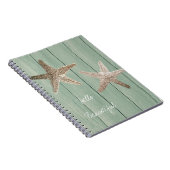 Golden Starfish & Wood Elegant Beach Custom Chic Notitieboek (Rechterzijde)