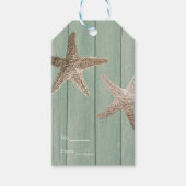 Golden Starfish & Wood Elegant Beach Custom Favor Cadeaulabel (Voorkant)