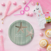 Golden Starfish & Wood Elegant Beach Custom Party Papieren Bordje (Feest)