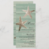 Golden Starfish & Wood Elegant Beach Menu Kaart (Voorkant / Achterkant)