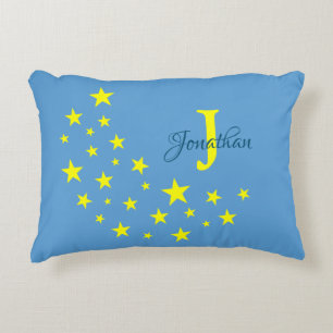 Golden Starry Moon op Picton Blue Custom Baby Accent Kussen