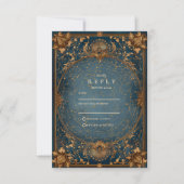 Golden Starry Night Wedding RSVP Kaartje (Voorkant)