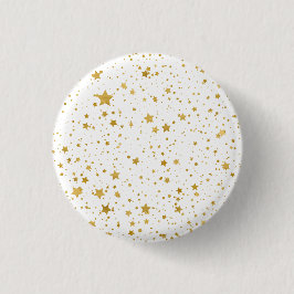 Golden Stars2 — Pure White- Ronde Button 3,2 Cm