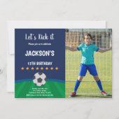 Golden Stars Ball Soccer Birthday Invitations Kaart (Voorkant)