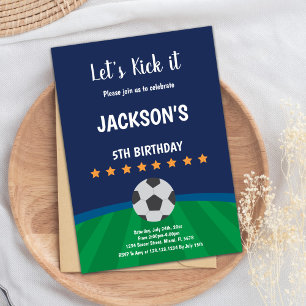 Golden Stars Ball Soccer Birthday Invitations Kaart