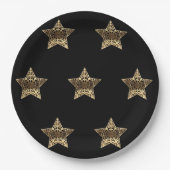 Golden Stars Black en Gold Festive Elegant Papieren Bordje (Voorkant)