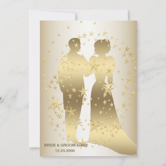 Golden Stars Bride And Groom Rehearsal Dinner Kaart (Achterkant)