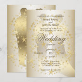 Golden Stars Bride And Groom Wedding Kaart (Voorkant / Achterkant)
