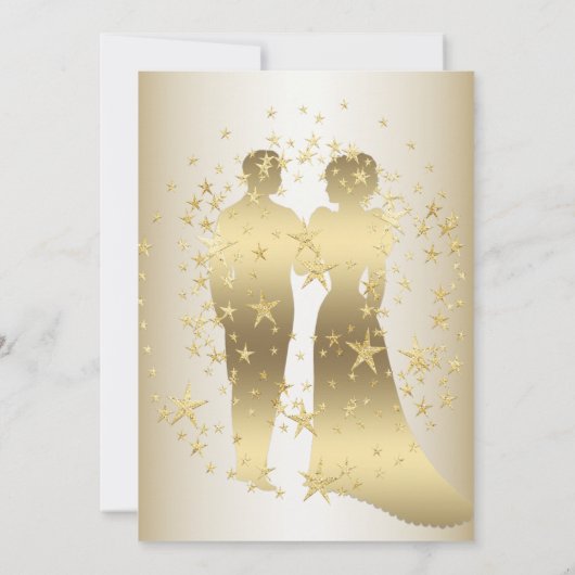 Golden Stars Bride en Groom Engagement Party Kaart (Achterkant)