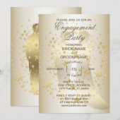 Golden Stars Bride en Groom Engagement Party Kaart (Voorkant / Achterkant)