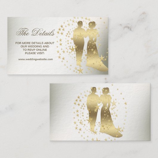 Golden Stars Bride en Groom Informatiekaartje (Voorkant / Achterkant)