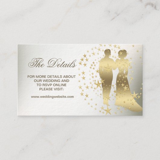 Golden Stars Bride en Groom Informatiekaartje (Voorkant)