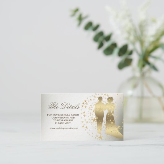 Golden Stars Bride en Groom  Informatiekaartje (Staand voorkant)