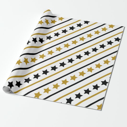 Golden Stars Cadeaupapier (Uitgerold)