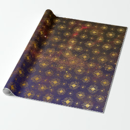 Golden Stars Celestial Galaxy Firmament Cadeaupapier