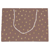 Golden Stars Choc Boho Brown 98766D Large Gift Bag Groot Cadeauzakje (Voorkant)
