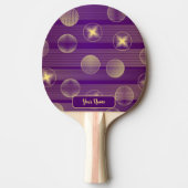 Golden Stars Circles Paars Elegant Rustic Tafeltennisbatje (Voorkant)