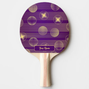 Golden Stars Circles Paars Elegant Rustic Tafeltennisbatje