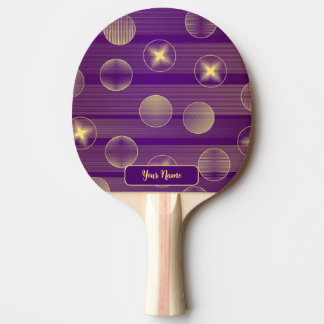 Golden Stars Circles Paars Elegant Rustic Tafeltennisbatje