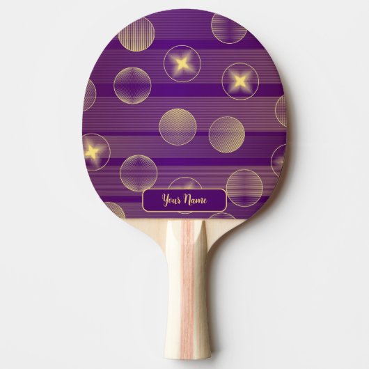 Golden Stars Circles Paars Elegant Rustic Tafeltennisbatje (Voorkant)