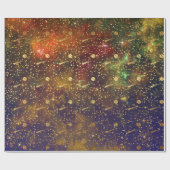 Golden Stars Confetti Celestial Firmament Comets Cadeaupapier (Vlak)