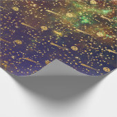 Golden Stars Confetti Celestial Firmament Comets Cadeaupapier (Hoek)