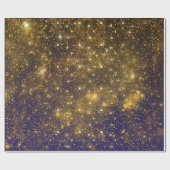 Golden Stars Confetti Celestial Firmament Green Cadeaupapier (Vlak)