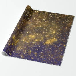 Golden Stars Confetti Celestial Firmament Green Cadeaupapier