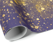 Golden Stars Confetti Celestial Firmament Green Cadeaupapier (Rol Hoek)