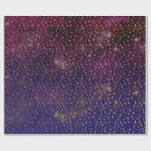 Golden Stars Confetti Celestial Firmament Paars Cadeaupapier (Vlak)