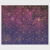 Golden Stars Confetti Celestial Firmament Roze Cadeaupapier (Vlak)